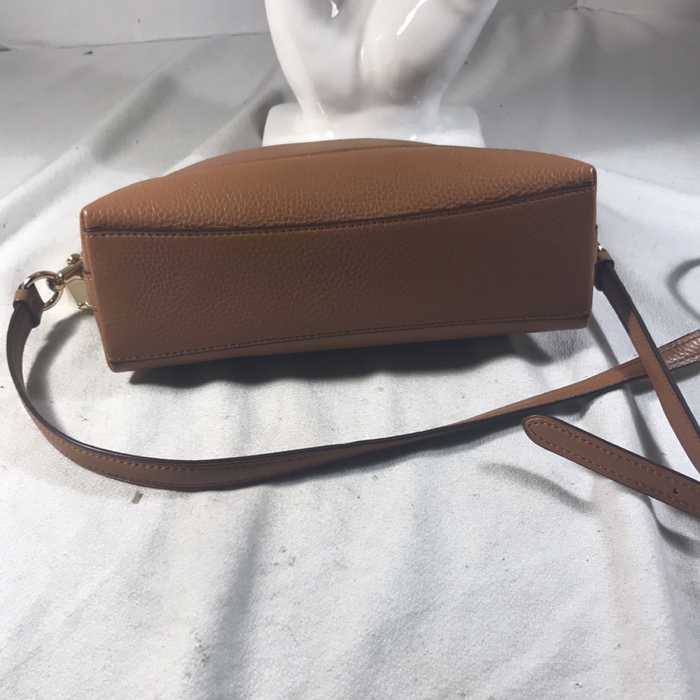 Coach Dome Women’s Brown Pebble Leather Adjustable Strap Gold Logo Crossbody Bag - Picture 4 of 9